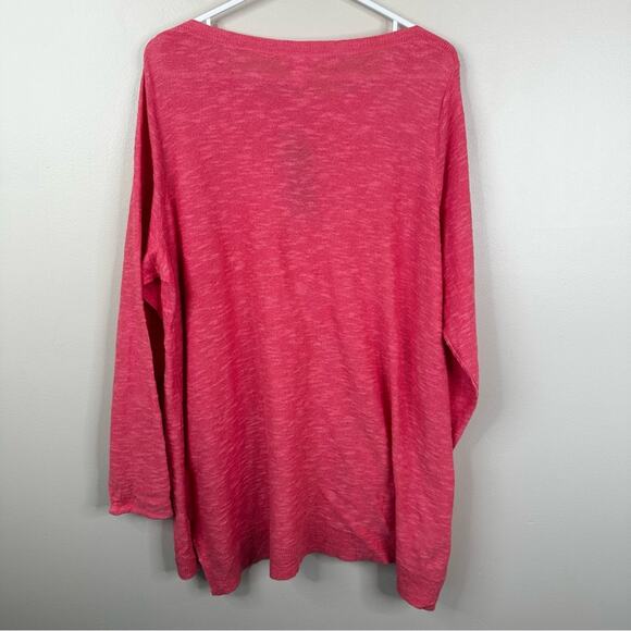 NEW Eileen Fisher Woman Bateau Neck Top Pink Grapefruit Organic Linen Cotton 2X - Picture 7 of 9